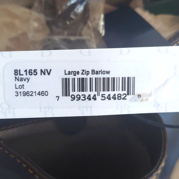 Dooney & Bourke Navy Large Zip Barlow Florentine Leather - Picture 13 of 15